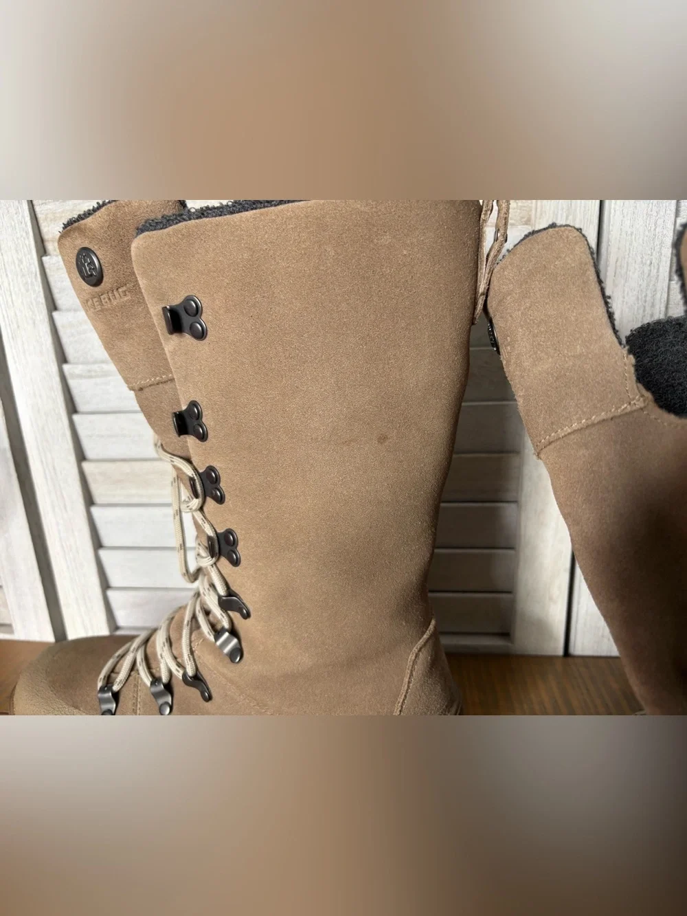 Icebug Eir-L Woolpower Merino Wool Suede Tall Winter Boots Beige Size 6.5